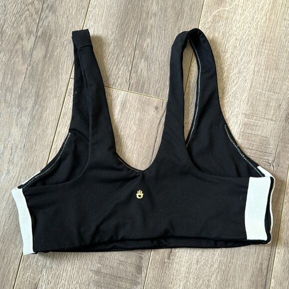 Spiritual Gangster Shakti Side Stripe Black Silver Sports Bra Size M - Picture 5 of 8